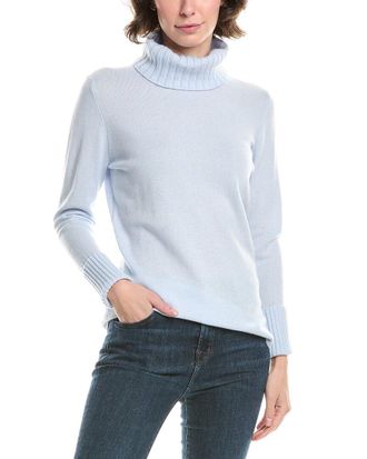 Fort&eacute; Cashmere Chunky Trim Turtleneck Cashmere Sweater