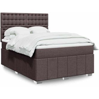 vidaXL Vidaxl - Cama Box Spring Con Colch&oacute;n Tela Marr&oacute;n Oscuro 140x190 Cm