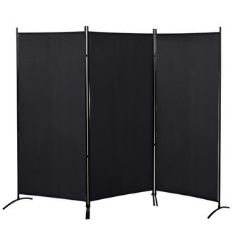 OEM Biombo Separador De Ambientes De 3 Paneles 253x50x182 Cm Divisor De Habitaci&oacute;n Plegable Con 6 Pies De Metal Negro