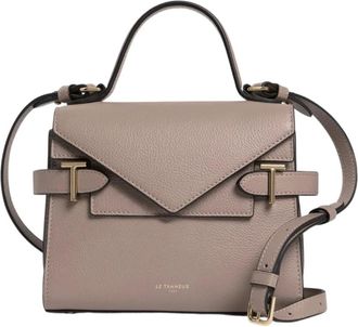 Le Tanneur Petit Sac &agrave; main Double Rabat Emilie - Dames - Handtassen - Grijs - ONE Size - Leer - Tassen