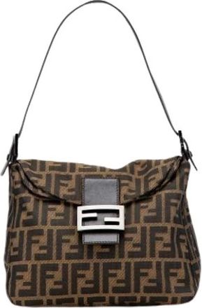 Fendi Pre-owned Shoulder Bags, female, Brown, Size: ONE SIZE Pre-owned Canvas Shoulder Bag