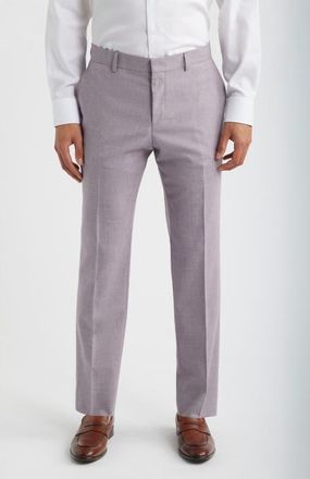 BOSS Genius Slim Fit Wool Blend M&eacute;lange Dress Pants in Light/pastel Purple at Nordstrom, Size 38