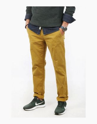 Franklin & Marshall Mens MF134 Gabardine Slim Fit Stretch Thin Desert Olive Chino - Cream