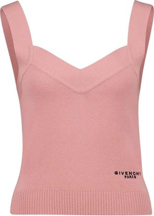 Givenchy Wool and Cashmere Tank Top - Dames - V-hals truien - Roze - L - Wol - Truien & Vesten