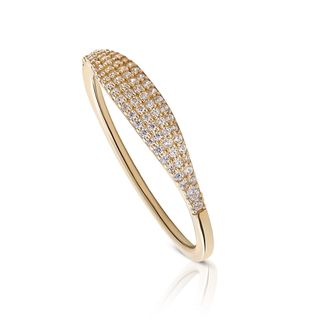 MAX + STONE 14k Gold Pav&eacute; Lab Grown Diamond Thin D&ocirc;me Ring