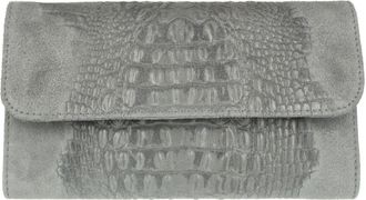 Girly HandBags Girly HandBags Croc Suede Clutch Bag Italian Leather - Light Grey(Size: W 26, H 15, D 3 cm (W 10.5, H 6, D 1.5 inches))