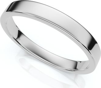 Pompeii3 3mm Flat High Polished Wedding Band 10K White Gold Size Selectable