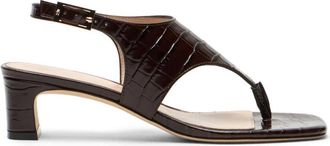 Stuart Weitzman Baby Babette Thong Sandal - Dames - Sandalen met hakken - Bruin - 36 EU - Leer - Schoenen