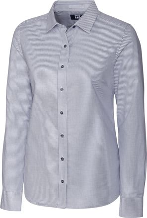 Cutter & Buck Stretch Oxford Stripe Womens Long Sleeve Dress Shirt