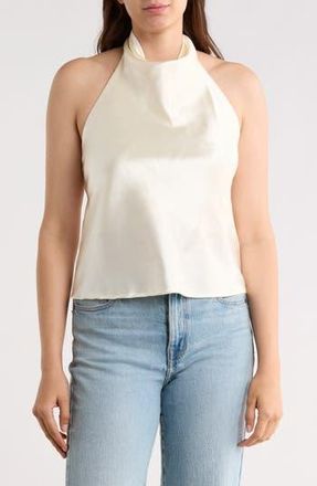 Renee C Satin Halter Top in Light Butter at Nordstrom Rack, Size X-Large