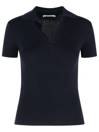 Max Mara Albero Polo De Lana Virgen Azul Oscuro