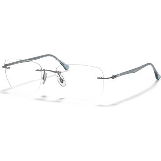 Ray-Ban 52mm Rectangle optical glasses in Silver at Nordstrom