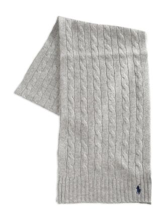 Polo Ralph Lauren cable-knit logo scarf - women - Wool/Cashmere - One Size - Grey