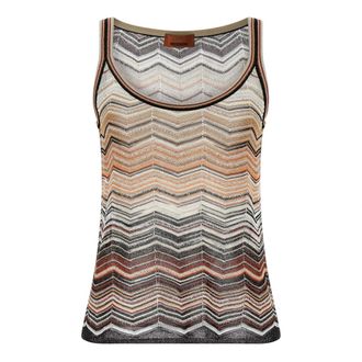 Missoni Sleeveless Tops, female, Multicolor, Size: S Chevron Lam&eacute; Viscose Sleeveless Crewneck Top with Sequins