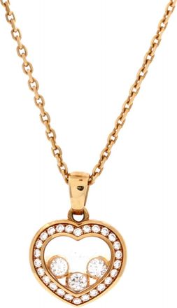 Chopard Happy Diamonds Heart Pendant Necklace 18K Yellow Gold with Diamonds and 3 Floating Diamonds
