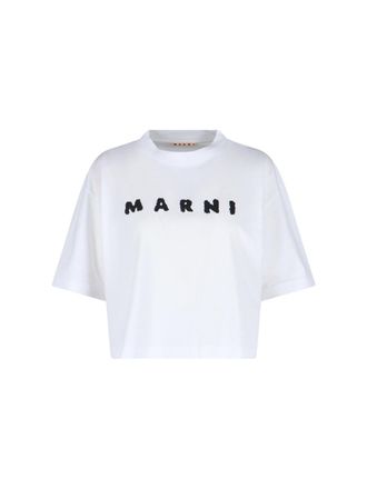 Marni Minimalist White T-Shirt With Round Neckline And Short Sleeves