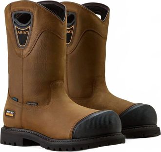 Ariat Mens Longview Shock Shield Waterproof Composite Toe Work Boots In Brown