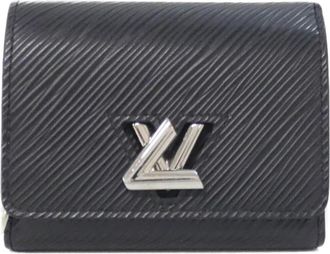 Louis Vuitton Black Leather Wallet (Tri-Fold) (Pre-Owned)
