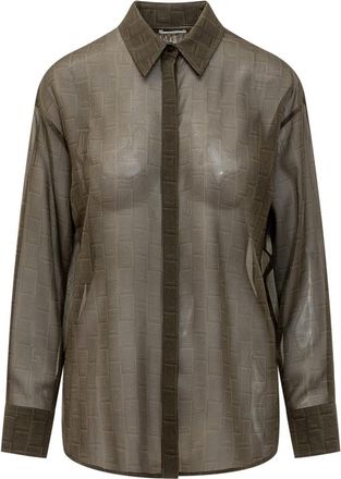 Ferragamo Green Oversized Logo Shirt