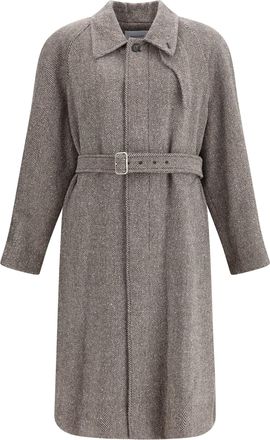 Ferragamo Coat In Herringbone-patterned Fabric