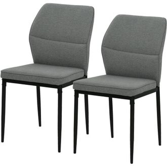 HOMCOM Set 2 Sedie da Pranzo Imbottite Schienale Ergonomico in Velluto Grigio - Homcom