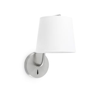 Netlighting Berni 1 Light Indoor Wall Lamp Satin Nickel with White Shade E27