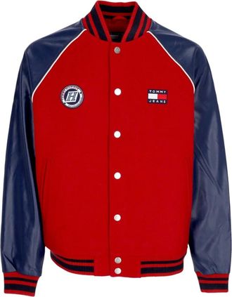 Tommy Hilfiger Rode wollen blend college varsity jack - Heren - Bomber jackets - Veelkleurig - S - Wol - Jassen