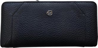 Piquadro Zwarte leren damesportemonnee met muntvak - Dames - Portefeuilles - Zwart - ONE Size - Leer - Accessoires