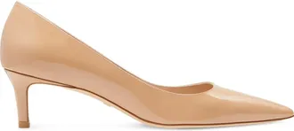 Stuart Weitzman 50mm Stuart pointed heeled pumps - women - Patent Leather/Calf Leather/Calf Leather - 39,5 - Neutrals
