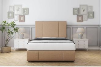 Comfort Beds Arya Dumfries Divan Set 2 Drawers-54 Headboard-Footboard in Light Brown | Size: Single
