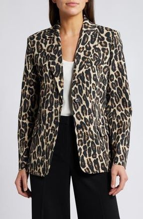Theory Leopard Print Wool Blend Jacket in Beige Multi at Nordstrom Rack, Size 00