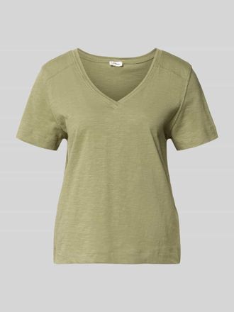 s.Oliver Red Label Relaxed Fit T-Shirt aus reiner Baumwolle in Khaki, Gr&ouml;&szlig;e 34