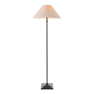 Netlighting Lille Floor Lamp Tapered Shade Matt Black & Faux Linen B22