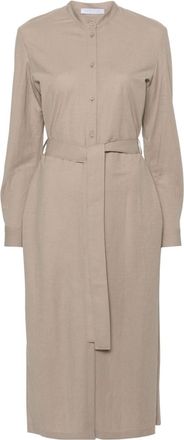 Harris Wharf London belted shirt midi dress - women - Viscose/Polyamide - 46 - Neutrals