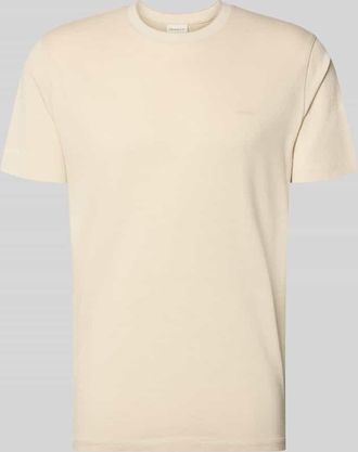 GANT T-Shirt mit Rundhalsausschnitt und Label-Stitching in Beige, Gr&ouml;&szlig;e 3XL