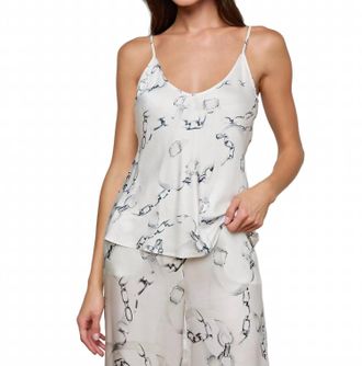 L'agence Lexi Satin Camisole Top In Ivory/grey Small Faded Chain