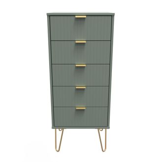 Welcome Furniture Breda Ready Assembled 5 Drawer Tallboy in Reed Green - Welcome Furniture | TJ Hughes