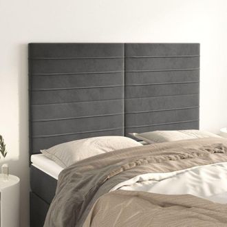 vidaXL Cabeceros 4 Unidades Terciopelo Gris Oscuro 72x5x78/88 Cm Vidaxl