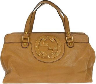 Gucci Pre-owned Handbags, female, Brown, Size: ONE SIZE Pre-owned Vintage Leather Top Handle Bag with Interlocking G Detail