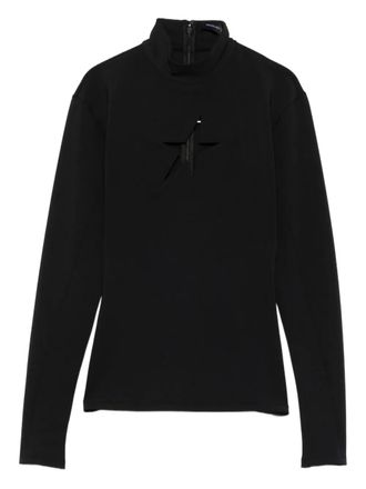 MUGLER high-neck long-sleeve T-shirt - Black
