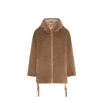 Max Mara Kort omkeerbaar gewatteerd jack met capuchon met trekkoord - Dames - Jassen - Bruin - Maat: 2XS Zijde