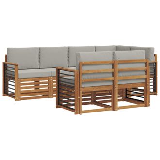 vidaXL Conjunto De Sof&aacute; Seccional Con Coj&iacute;n 7 Pcs Gris Natural Y Claro Vidaxl