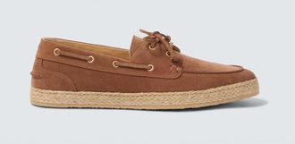 Brunello Cucinelli Jute-trimmed suede boat shoes