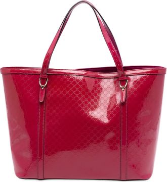 Gucci Pre-owned Womens Patent Microguccissima Nice Tote - Brown Leather - One Size