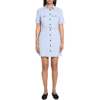 Theory Short Sleeve Belted Shirtdress in Pearl Blue at Nordstrom Rack, Size 6