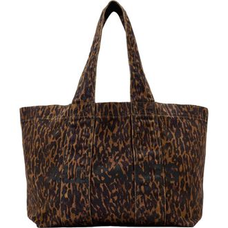 AllSaints Izzy Leopard Print Denim Tote in Leopard Brown at Nordstrom