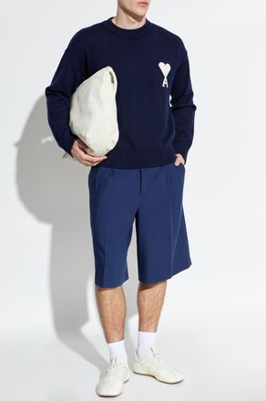 Ami Wool Shorts, Mens, Navy Blue