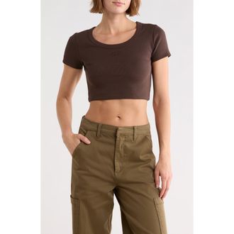 Off-white Ribbed Crop T-Shirt in Seal Brown at Nordstrom Rack, Size X-Large