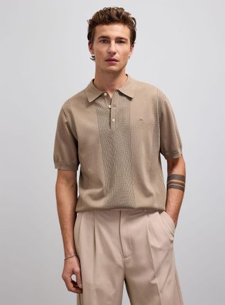 Lindbergh Mens Pointelle-stripe Polo Shirt