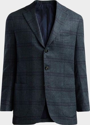 Kiton Men & apos;s Plaid Cashmere Single-Breasted Sport Coat